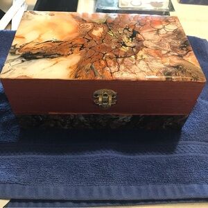 Brown & Orange Wooden Decorative Box